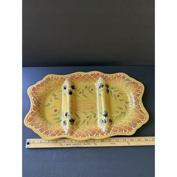 Douche Provence Cedre Rouge 3 Section Relish Dish Tuscan Cottagecore Farmhouse - Picture 4 of 6